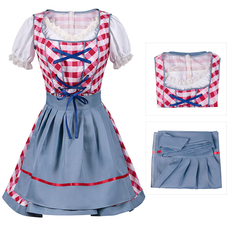 Pakaian Pembantu Rumah Dirndl Oktoberfest Dewasa Dengan Apron