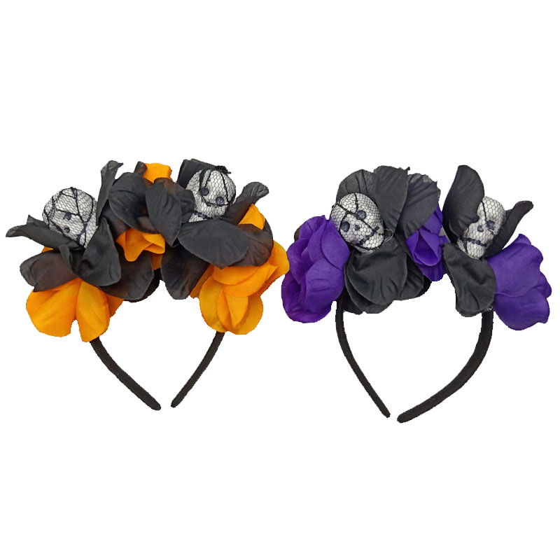 Rambut Hairbands Tengkorak Bunga Bunga Bunga