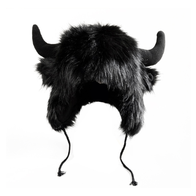 Topi rambut tanduk lembu hitam besar