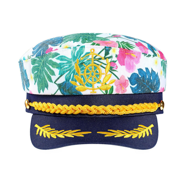 Topi pesta cetak daun bercetak bergaya