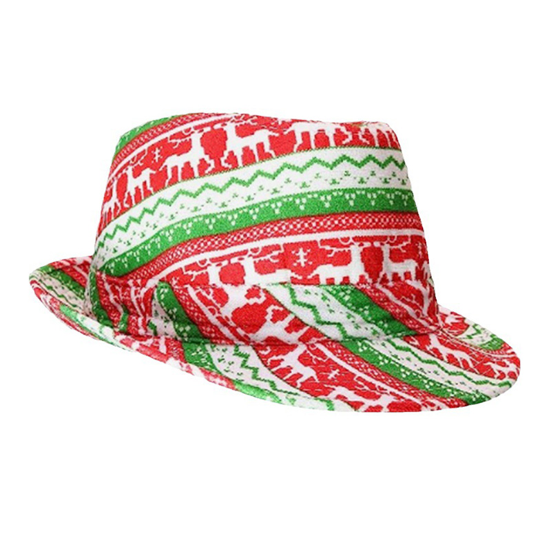 Topi Krismas gaya Fedora Jazz rasa panama untuk hari raya