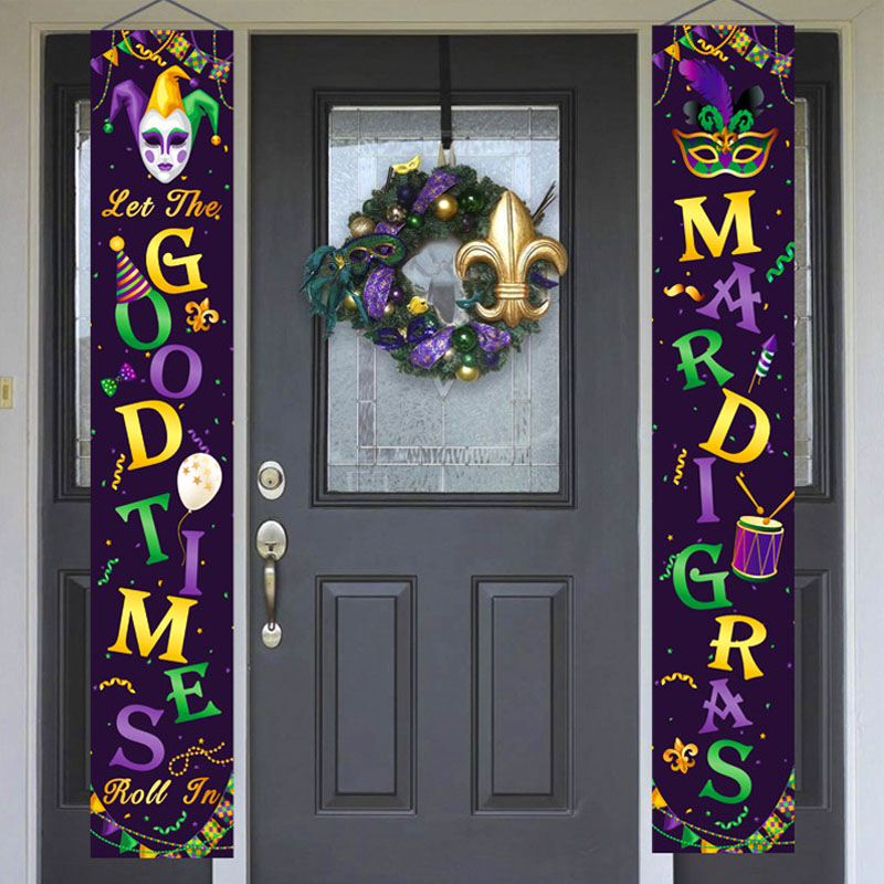 Mardi Gras Door Banner Porch Sign Hiasan