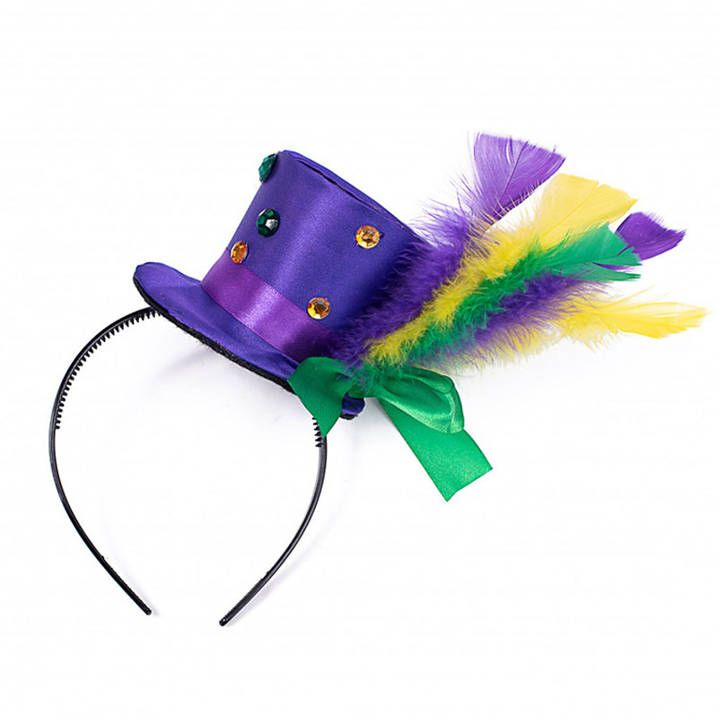 Mardi Gras Feather Headband untuk Hiasan Pesta