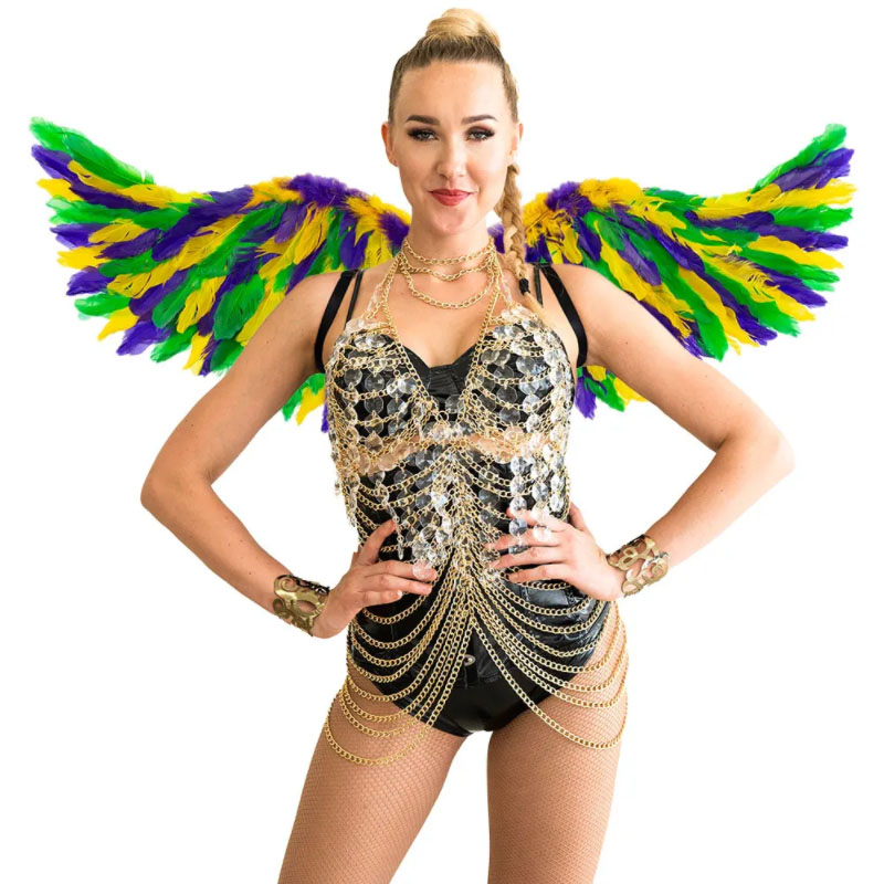 Mardi Gras Campuran Warna Turki Ruff Boa Dan Party Wings