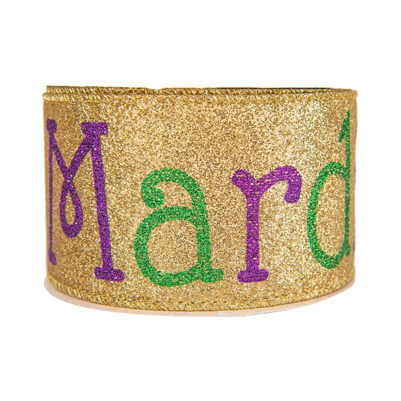 Satin Tepi Berwayar Pita Mardi Gras