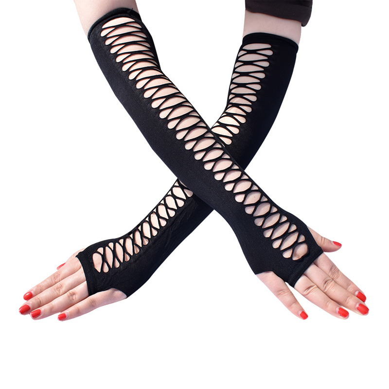 Mesh Fishnet Parti Elastik Sarung Tangan Seksi Long