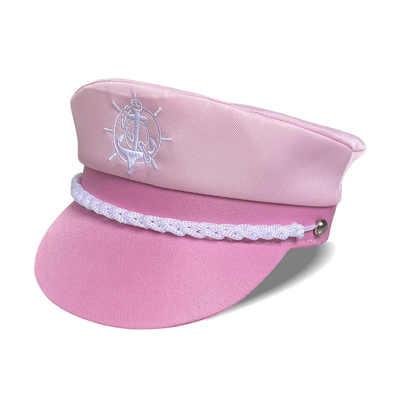 Topi kapten bot bergaya merah jambu