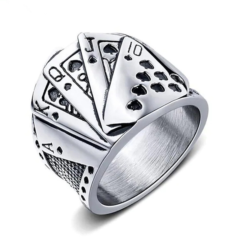 Cincin Keluli Titanium Lelaki Poker