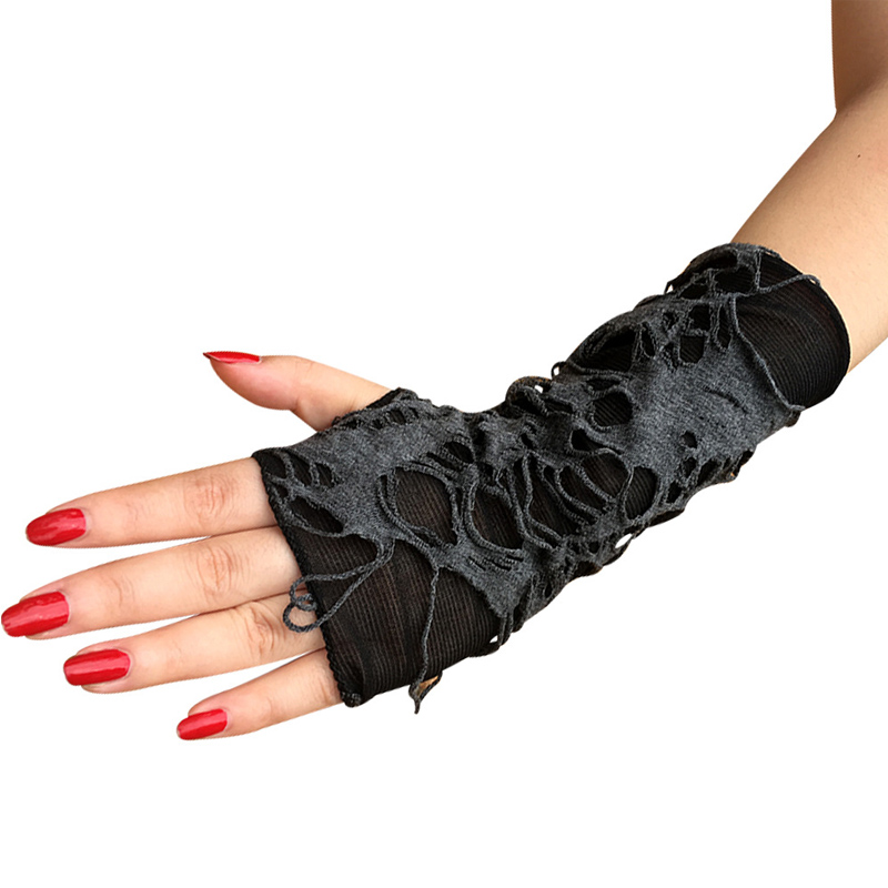 Cosplay Punk Fingerless Ripped Sarung tangan