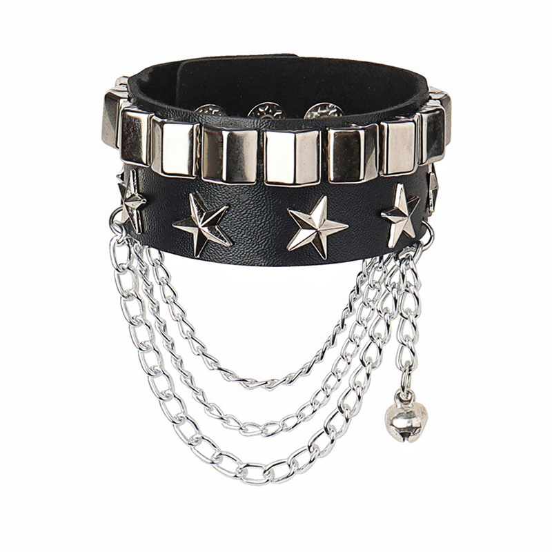 Gelang Kulit Rock Punk Goth
