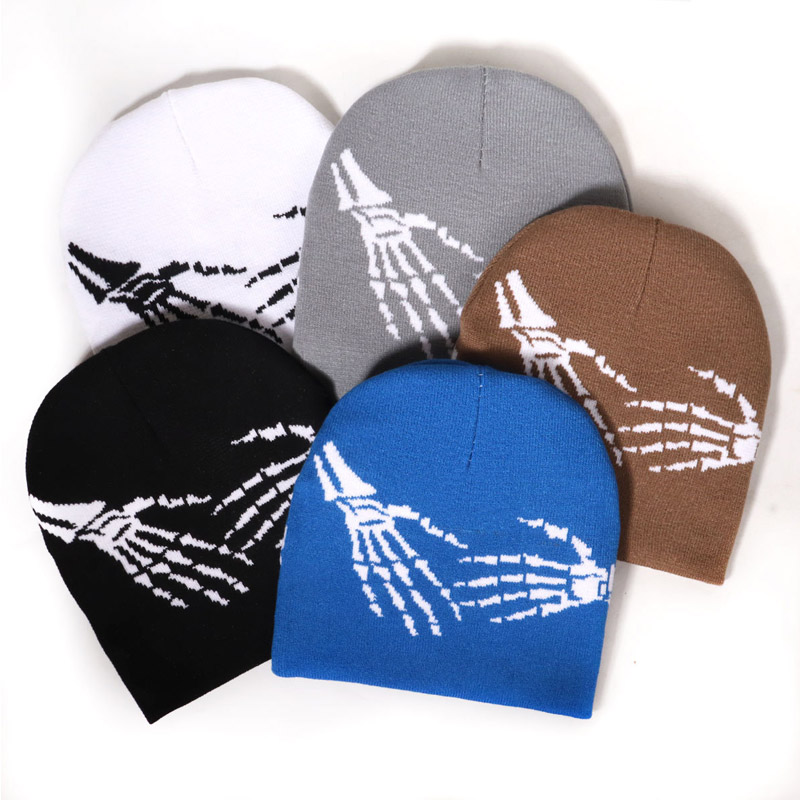 Tengkorak Tengkorak Jacquard Corak Beanie