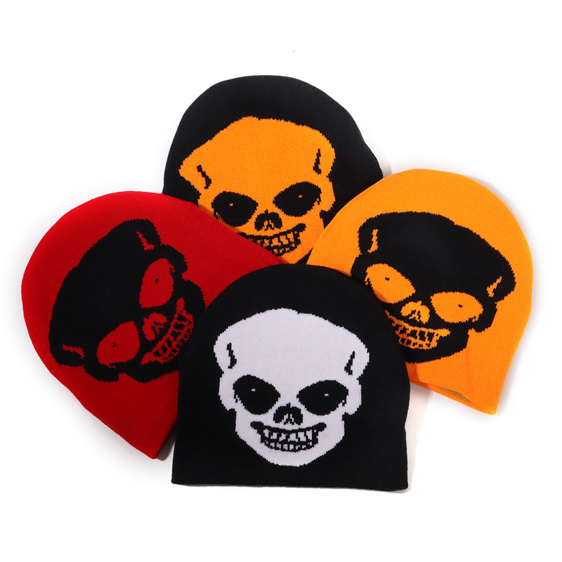 Tengkorak Halloween Halloween Jacquard Knit Beanie Hat